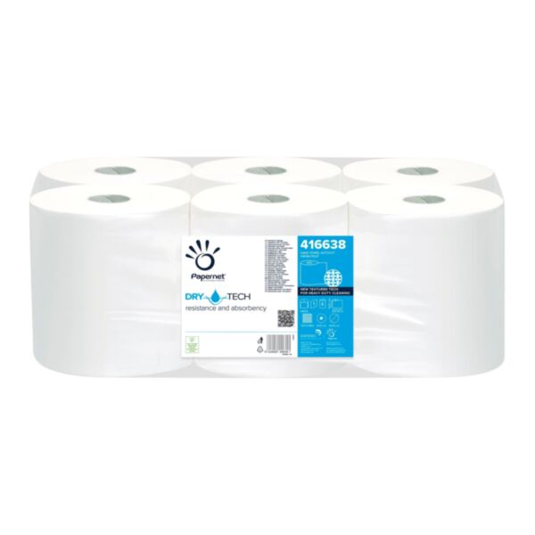 COLIS 6 BOBINES DEVIDAGE LATERAL 300M 1 PLI 28 GR DRYTECH BLANC PURE OUATE
