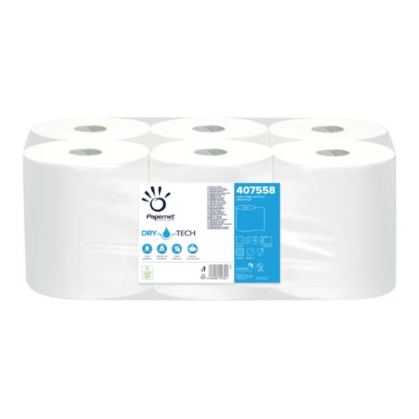 COLIS 6 BOBINES DEVIDAGE LATERAL  2 PLIS DE 18 GR BLANC TECHNOLOGIE DRY TECH EXTRA DOUX BLANC