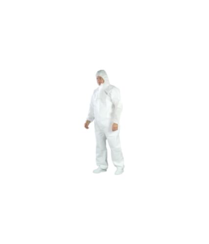 CARTON 50 COMBINAISONS SMS 50G BLANCHE A CAPUCHE FERMETURE GLISSIERE TAILLE 