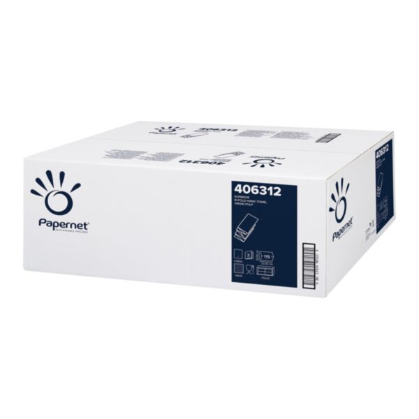 CARTON 2300 FEUILLES 20 PAQUETS DE 115 FORMATS PLIAGE EN W  22 X 32 CM 3 PLIS BLANC PURE OUATE