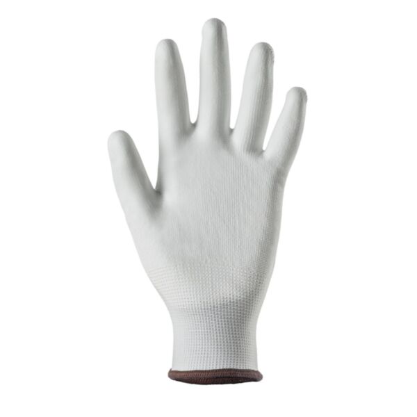 PAIRE DE GANTS NYLON TRICOTE BLANC POLYURETANE TAILLE 