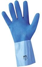 PAIRE DE GANTS LATEX ADHERISE BLEU SUR JERSEY COTON 