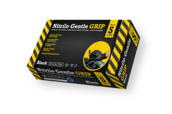 CARTONS 10 BOITES 50 GANTS NITRILE GRIP NOIR 8,5 GR