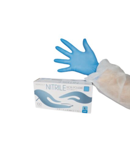 CARTON 10 BOITES 100 GANTS NITRILE BLEU 3,5 GR NON POUDRE