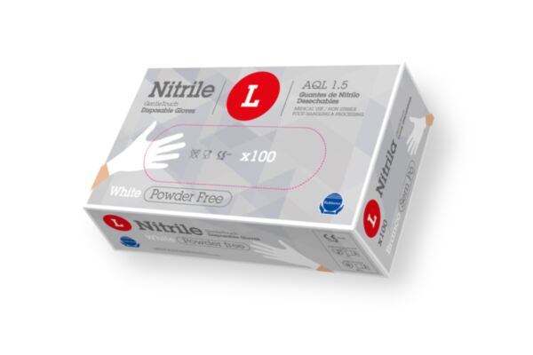CARTON 10 BOITES 100 GANTS NITRILE BLANC 3,5 GR NON POUDRE 