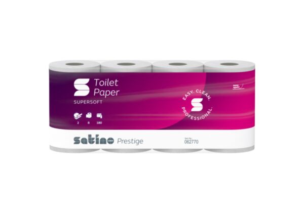 COLIS 64 ROULEAUX PAPIER TOILETTE 180 FEUILLES  9,4 X 11 CM 2 PLIS DE 15,5 GR  BLANC PURE OUATE