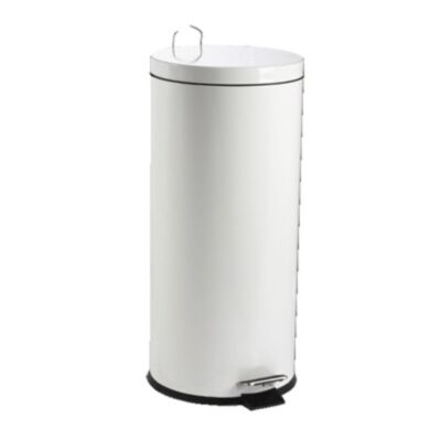 POUBELLE PEDALE METAL LAQUEE BLANCHE 30L