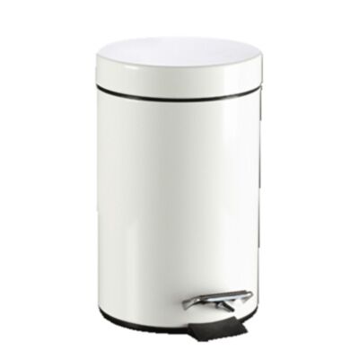 POUBELLE PEDALE METAL LAQUEE BLANCHE 3L