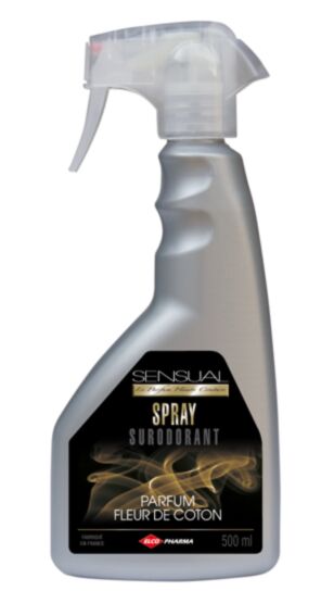 CARTON 12X500ML PISTOLET SURODORANT FLEUR DE COTON PARFUM D'AMBIANCE HYDROALCOOLIQUE SANS CMR - SANS ALLERGENES