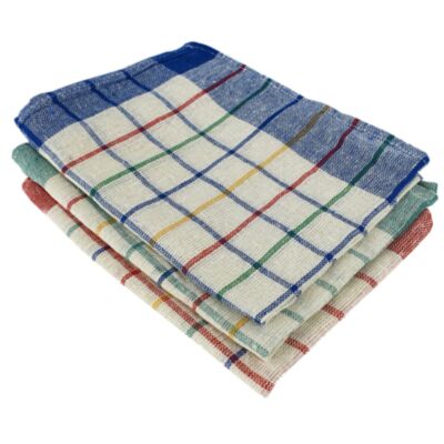 PAQUET 10 TORCHONS COTON 50x70CM 170GR/M2 COULEURS ASSORTIES