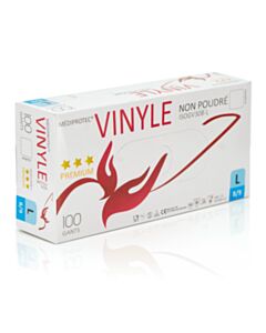 CARTON 10 BOITES 100 GANTS D'EXAMEN VINYLE NON POUDRES 